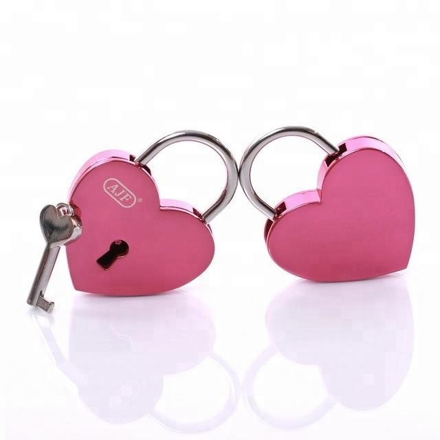 AJF popular pink color love lock heart shaped padlock heart locks