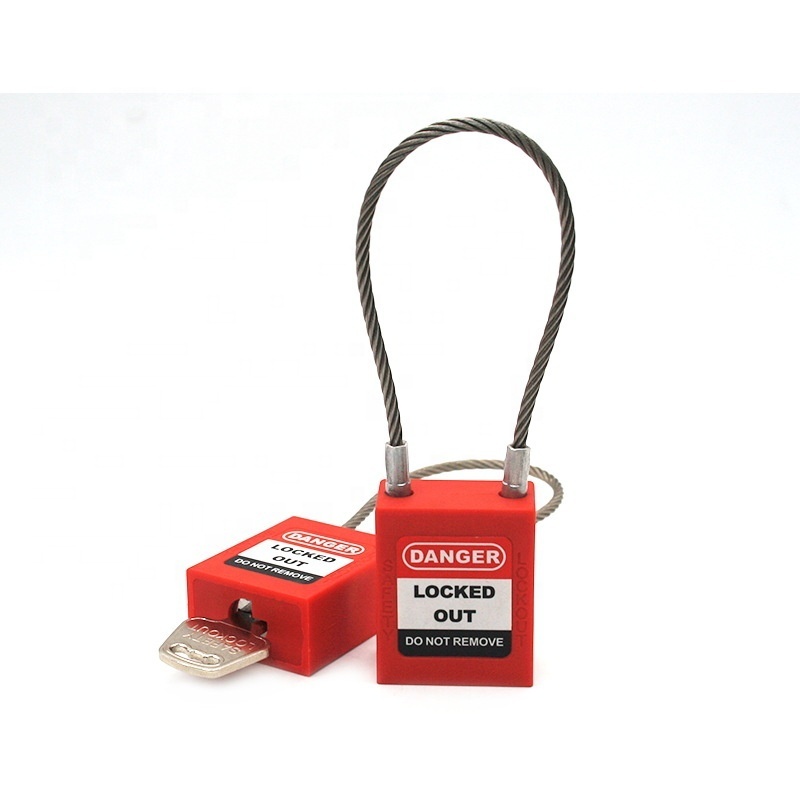 AJF 175mm Industrial Safety Cable Padlock Lock For Ralay Switch Anti-touch Cable Shackle Keyed Alike Safety Lockout