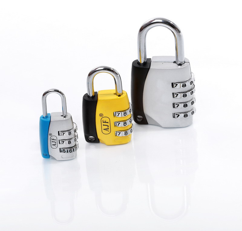 AJF large good quality heavy duty security suitcase lock zinc 3 or 4 wheel digit coded password combination lock padlock for gym