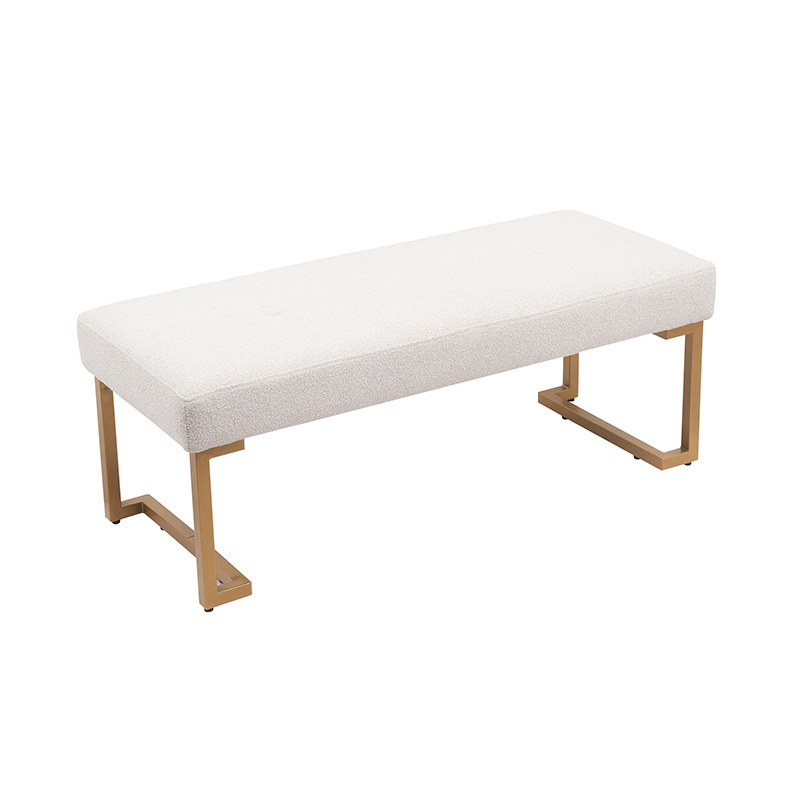 Modern Luxury Bedroom Design Home Stainless Leg Stool Furniture Hotel Apartment Bed Fabric Bench