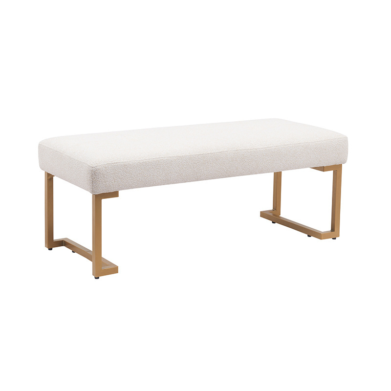 Modern Luxury Bedroom Design Home Stainless Leg Stool Furniture Hotel Apartment Bed Fabric Bench