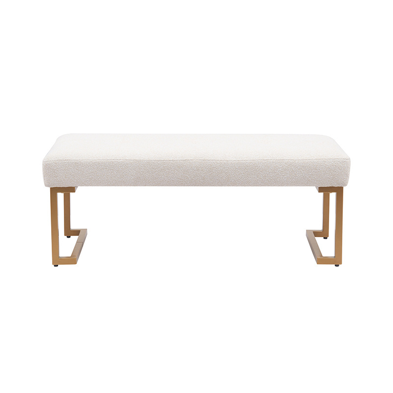 Modern Luxury Bedroom Design Home Stainless Leg Stool Furniture Hotel Apartment Bed Fabric Bench