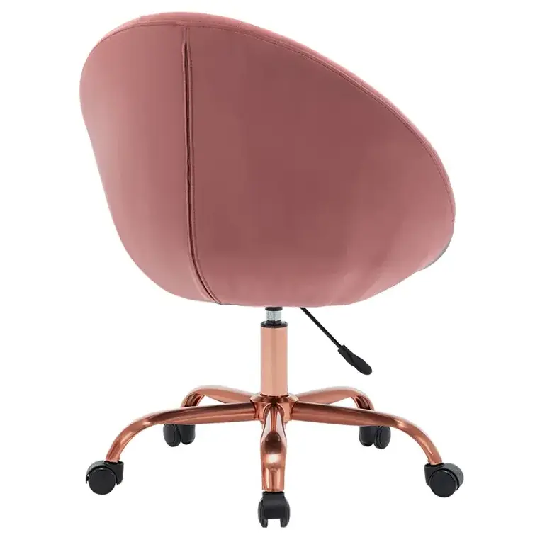 Pink Velvet Home Ergonomic Office Desk Chair Swivel Accent Chair for Living Room and Bedroom