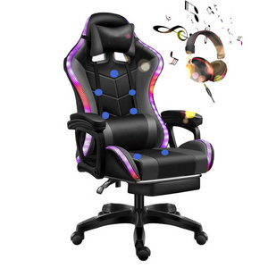 Cheap Zero Gravity Pu Leather luxury leather gaming chair With Lights And Speakers