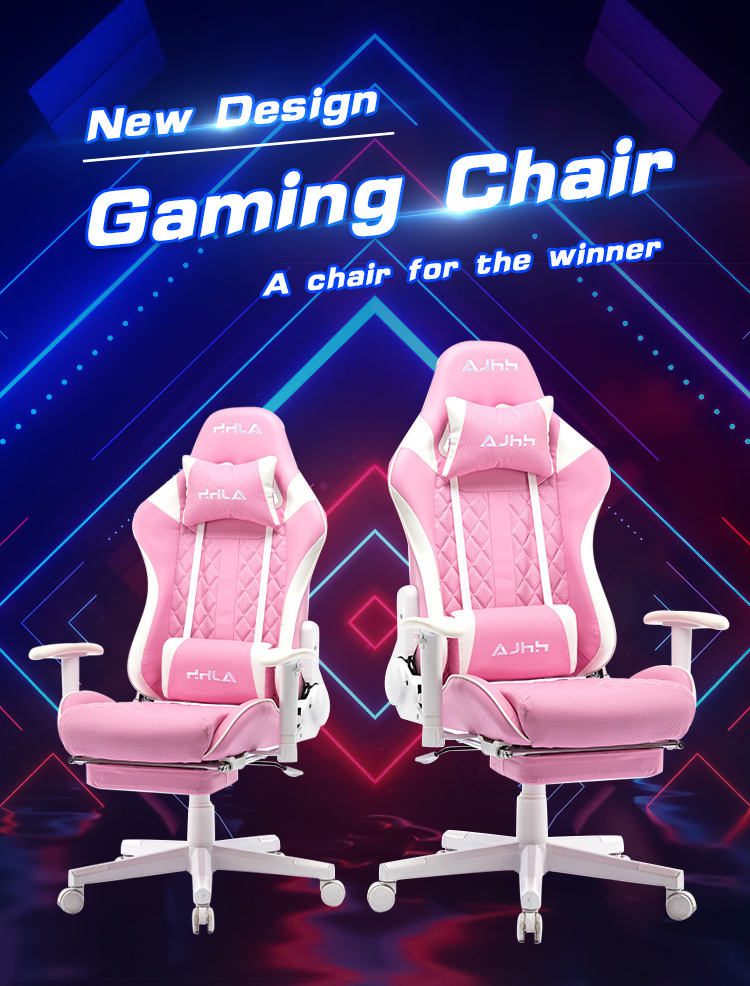 Modern Pu Leather Computer Pc Game Ergonomic Racing Pink Gaming Chair With Foot Rest