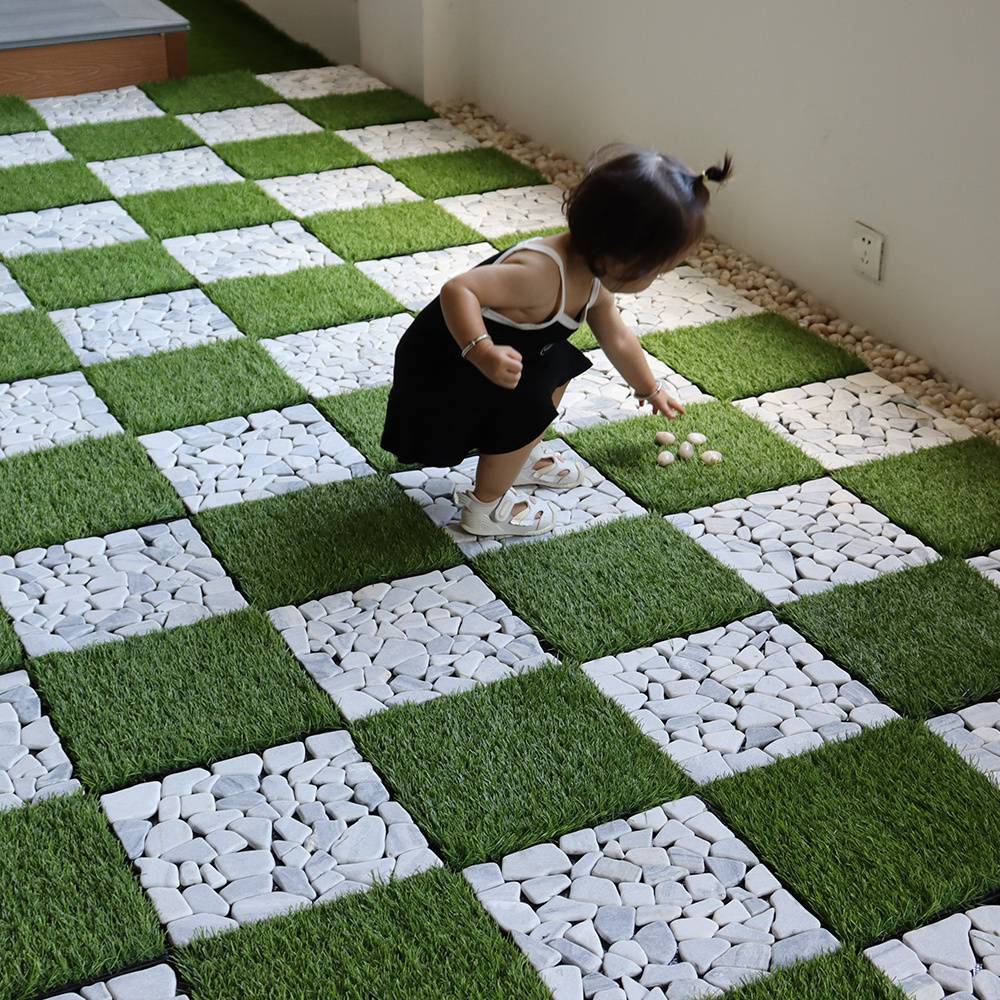 Artificial grass sports flooring for kids  interlocking composite decking grass tiles