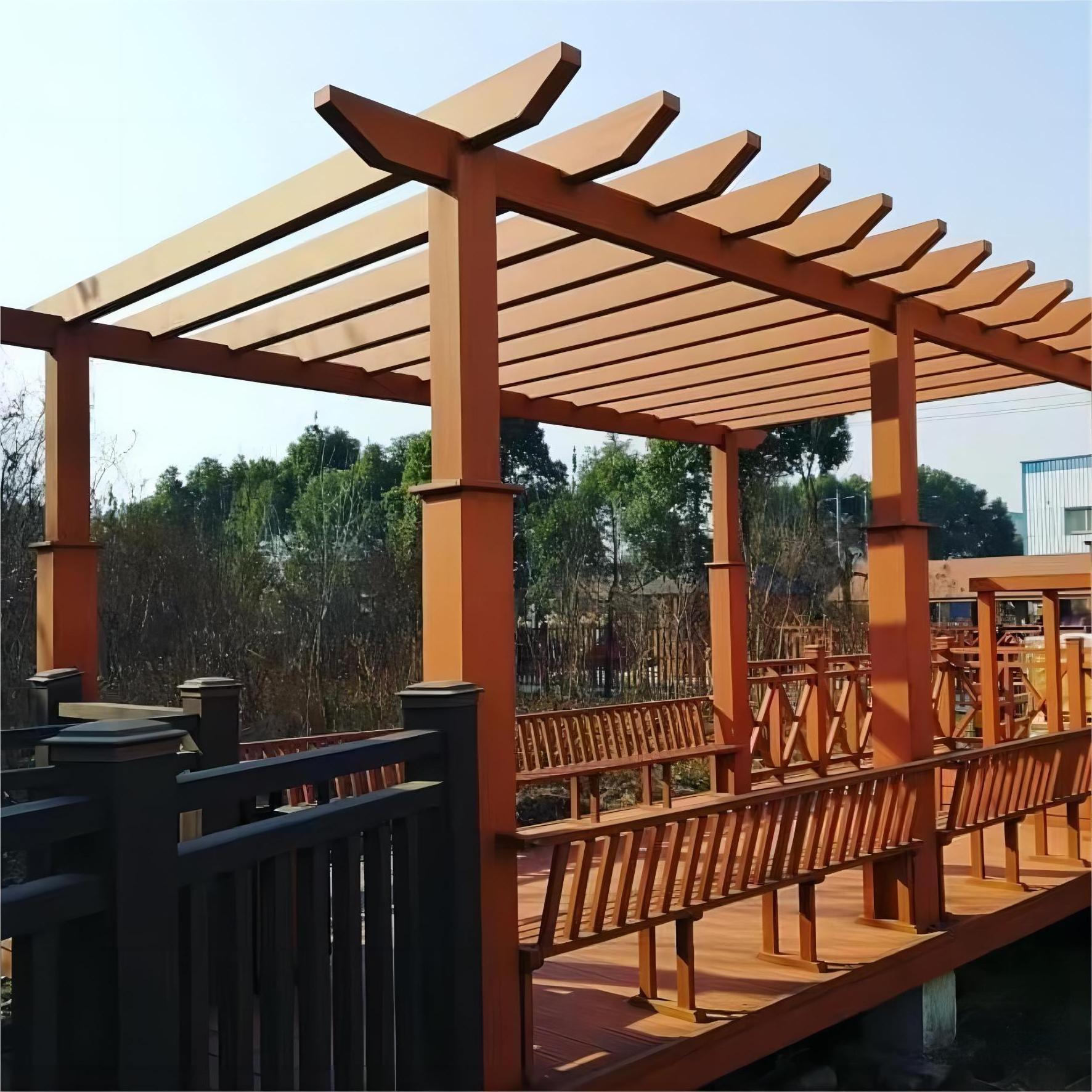 Rot and Shrink-proof WPC Garden Decoration Material Louvered Roof Weather Resistant Wood Porch Pergola