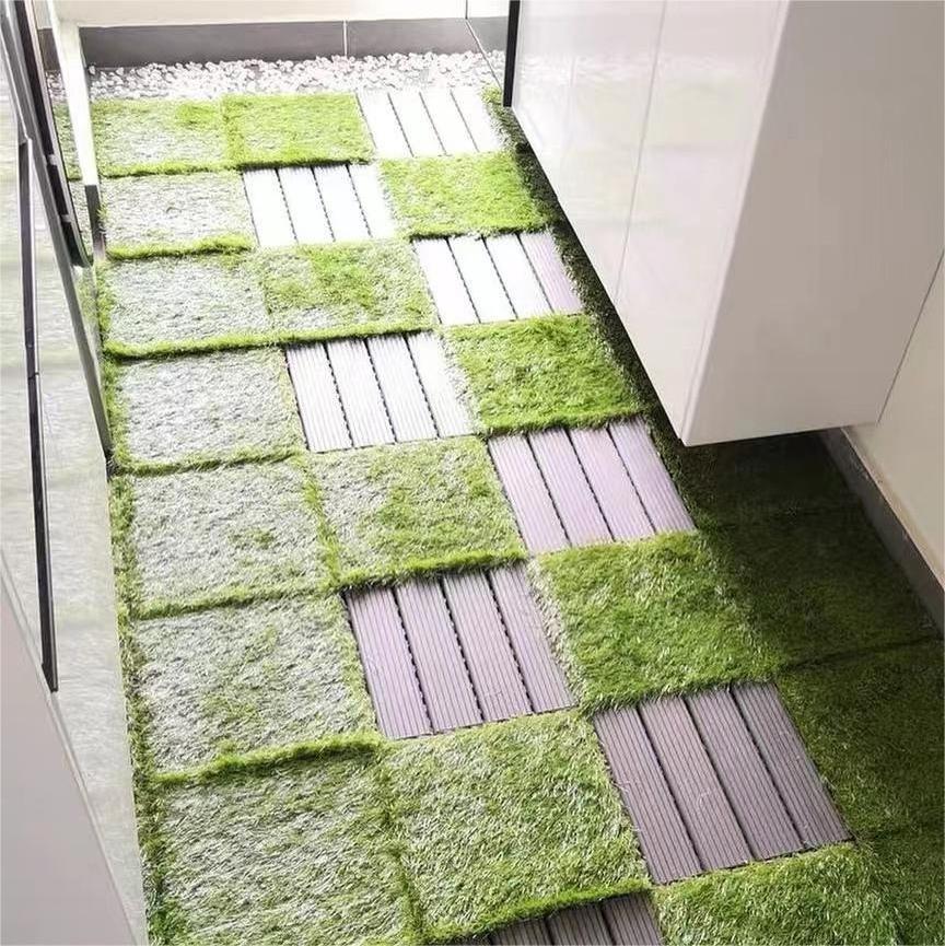 Outdoor Garden Interlocking Artificial Grass plastic base Outdoor diy tile Natural Grass Faux Lawn WPC Tiles