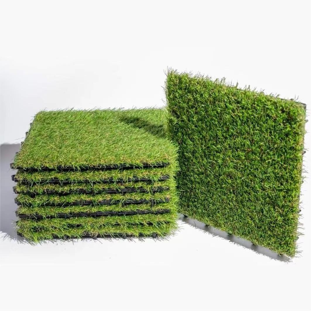 Outdoor Garden Interlocking Artificial Grass plastic base Outdoor diy tile Natural Grass Faux Lawn WPC Tiles