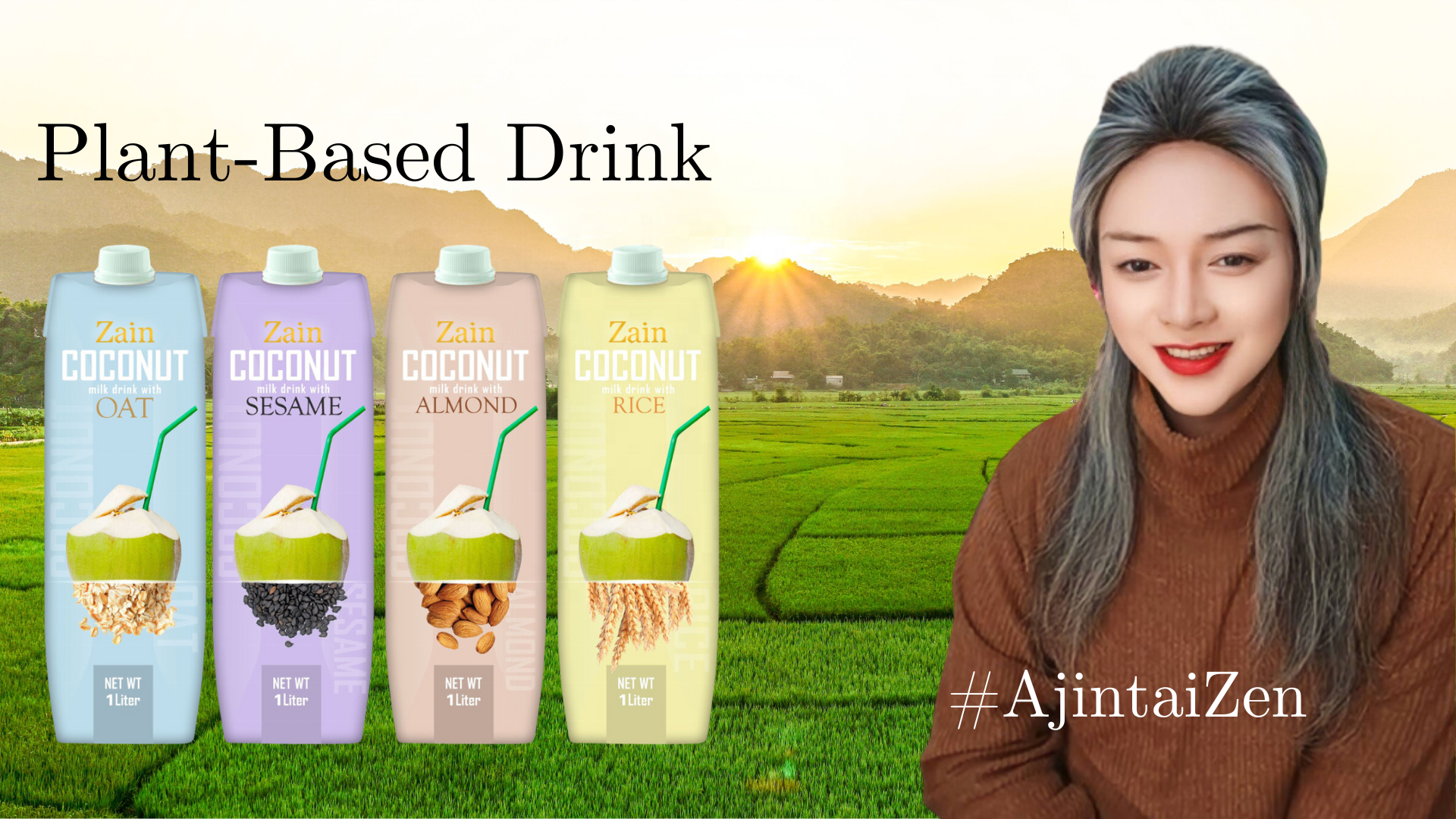 AjintaiZen 2 Fresh Fruit & Vegetable Juice Box Chia Seed Beverage Nata de Coco Melon Flavored Coconut Water Colored Milk Drinks