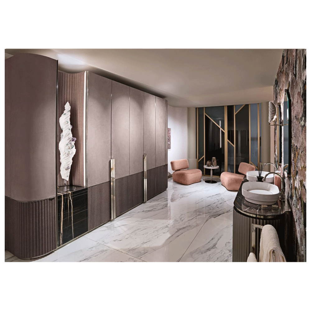 AJJ BK-001 Luxury Italian overall wardrobe customization Modern Sliding Design Bedroom Wardrobe With Mirror