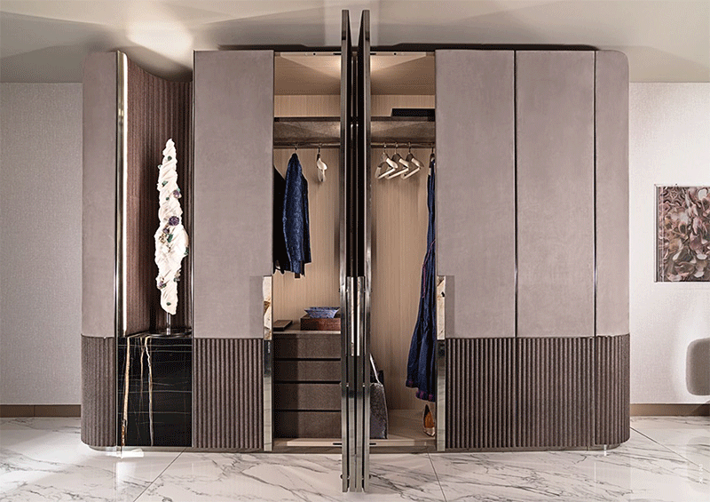 AJJ BK-001 Luxury Italian overall wardrobe customization Modern Sliding Design Bedroom Wardrobe With Mirror