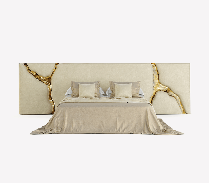 luxury bed sets Custom-made furniture for villas and luxury houses modern bedroom furniture beige fabric king size bed