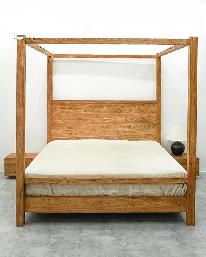 AJJ-MS13 Chinese old elm frame bed Solid wood antique bed standard wabi-Sabi wind 1.8m double queen bed