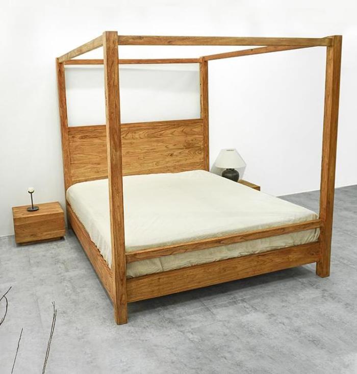 AJJ-MS13 Chinese old elm frame bed Solid wood antique bed standard wabi-Sabi wind 1.8m double queen bed