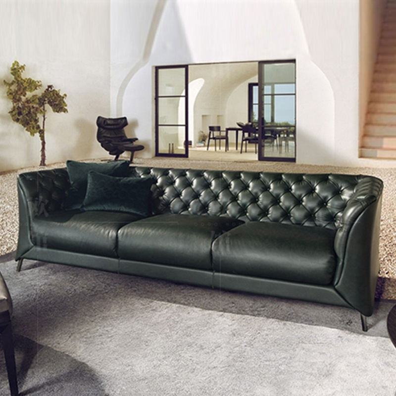 AJJ FE28 Simple Postmodern sofa italy Minimalist Leather Sofa Villa Italian Light Luxury Three Seat Sofa