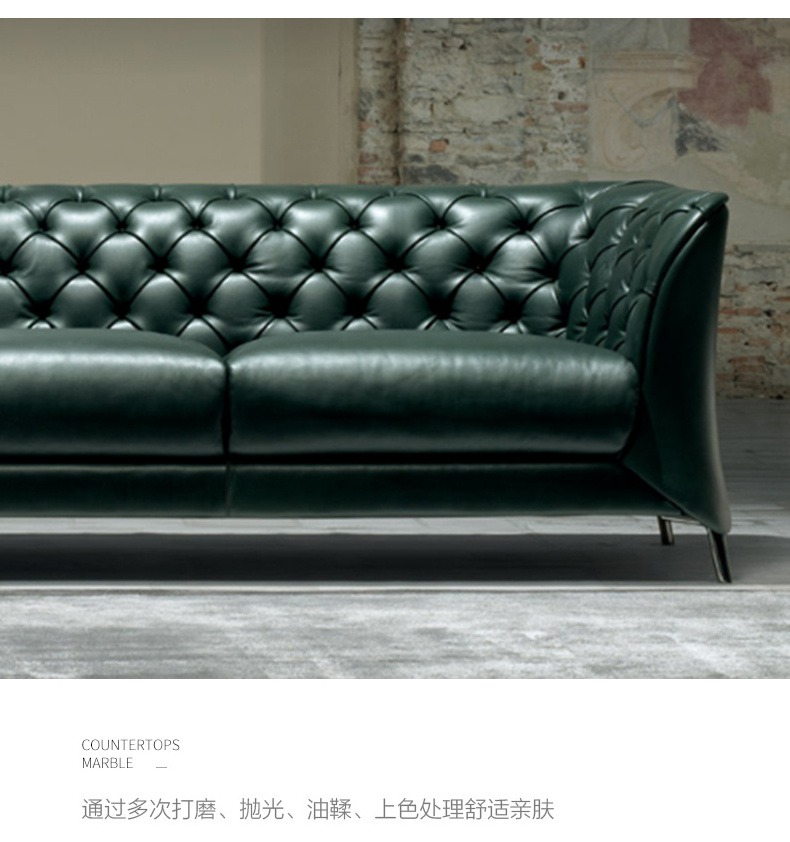 AJJ FE28 Simple Postmodern sofa italy Minimalist Leather Sofa Villa Italian Light Luxury Three Seat Sofa