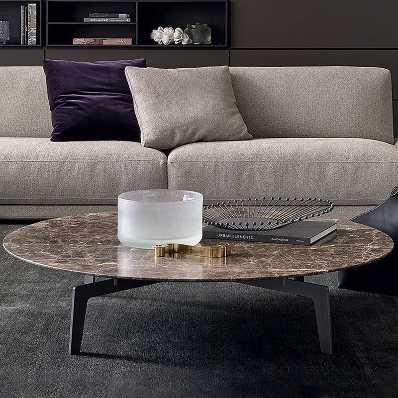 AJJ S02A Hot selling Nordic marble  simple iron light luxury coffee table rectangular round coffee table corner table