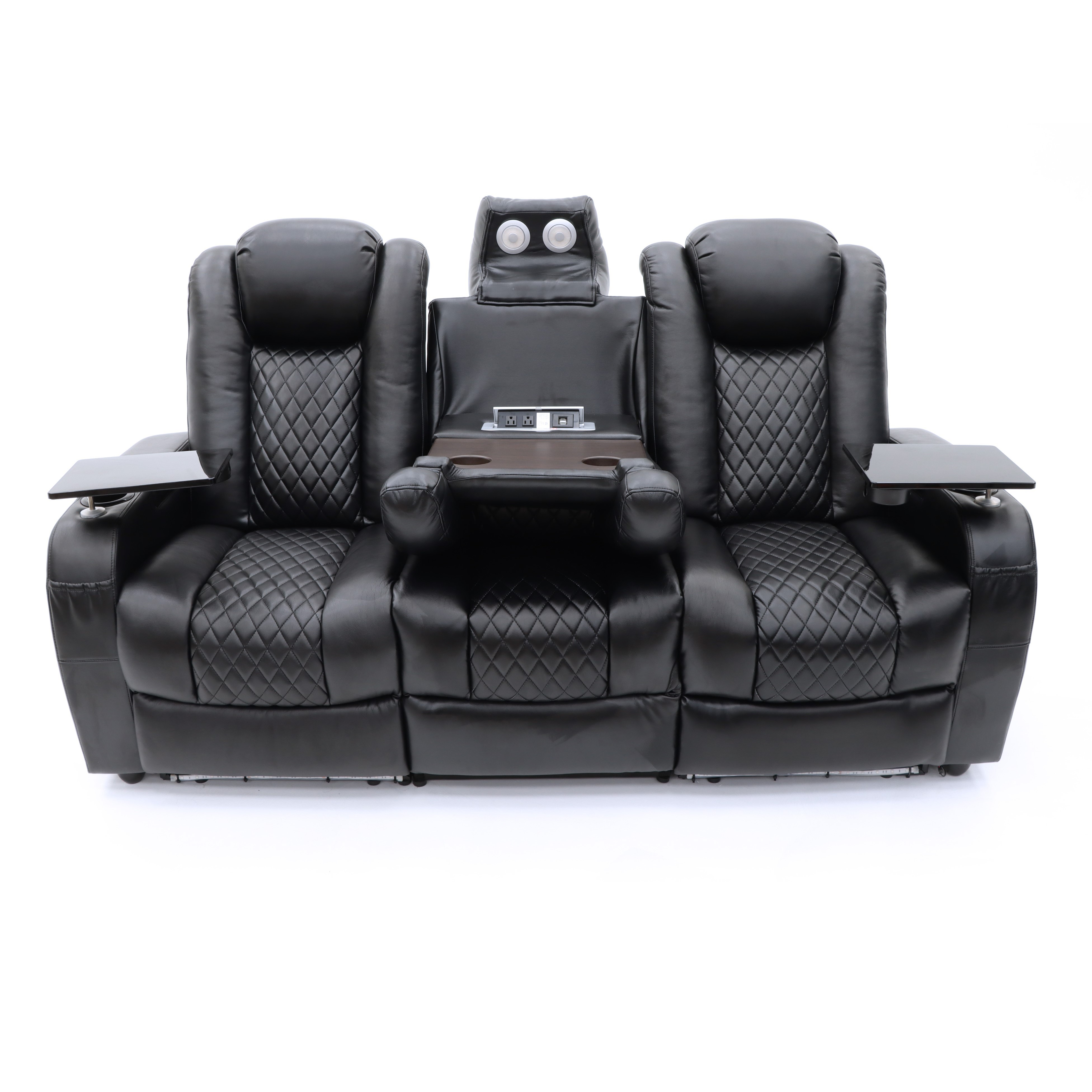 Geeksofa Power Recliner Home Theater Seating With Power Headrest Drop Down Table Power Outlet Over Head Robot Light For Resale