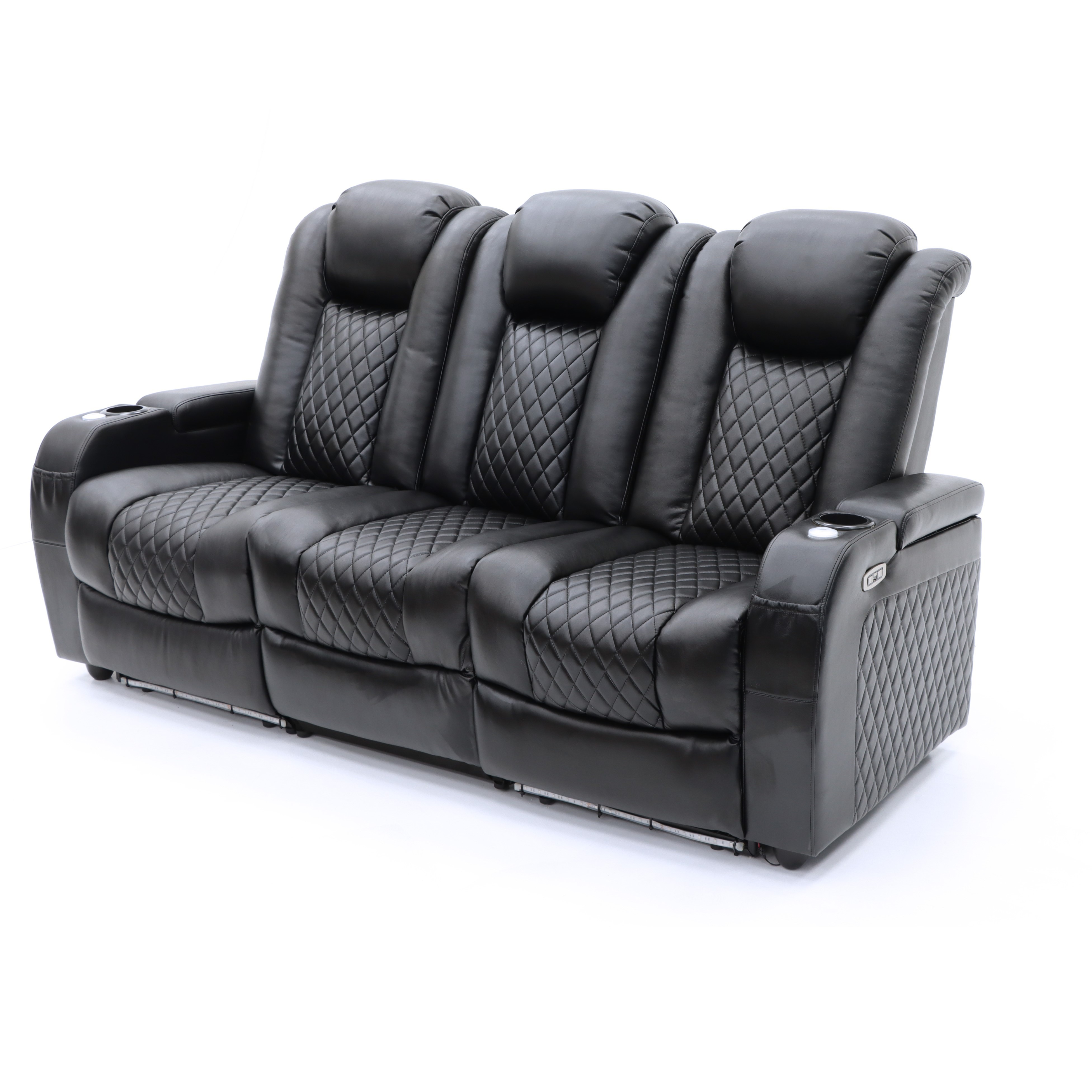 Geeksofa Power Recliner Home Theater Seating With Power Headrest Drop Down Table Power Outlet Over Head Robot Light For Resale