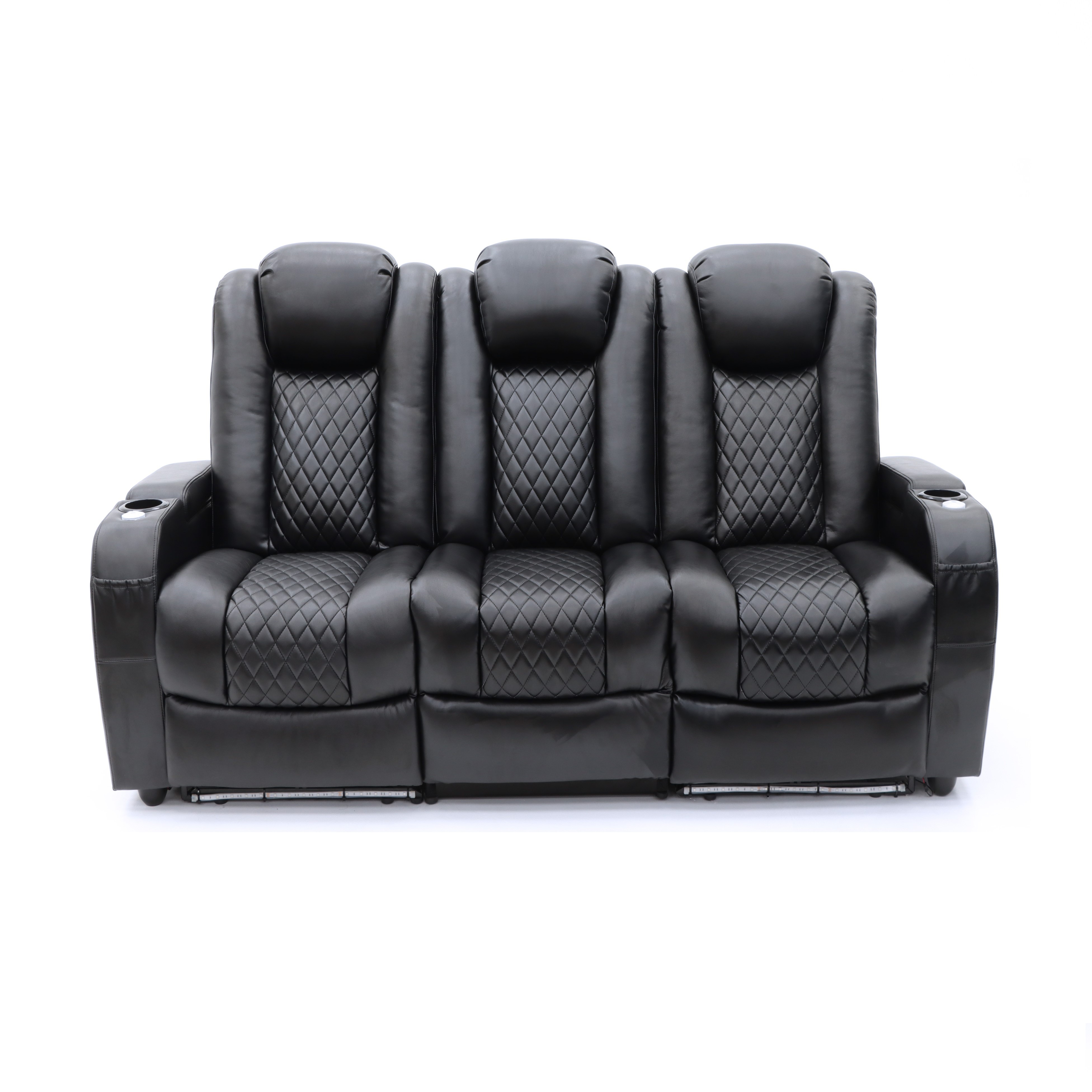 Geeksofa Power Recliner Home Theater Seating With Power Headrest Drop Down Table Power Outlet Over Head Robot Light For Resale