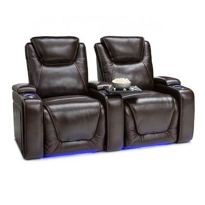 Geeksofa ZOY Luxury Power Electric Sectional Home Living Room Sofa Home Theater Recliner Seating With LED Light And Cup Holder