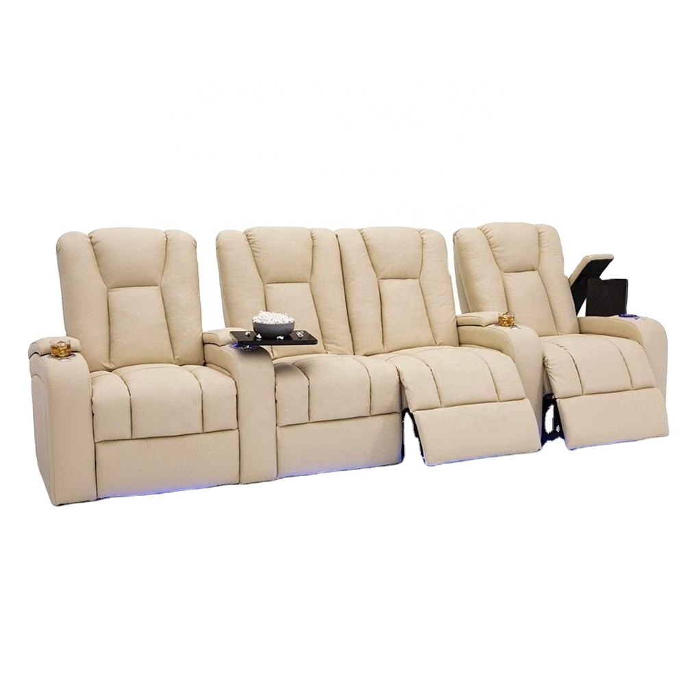 JKY Furniture Leather Power Electric Sectional Home Theater Movie Cinema Recliner Sofa With Table Board And Cup Holder