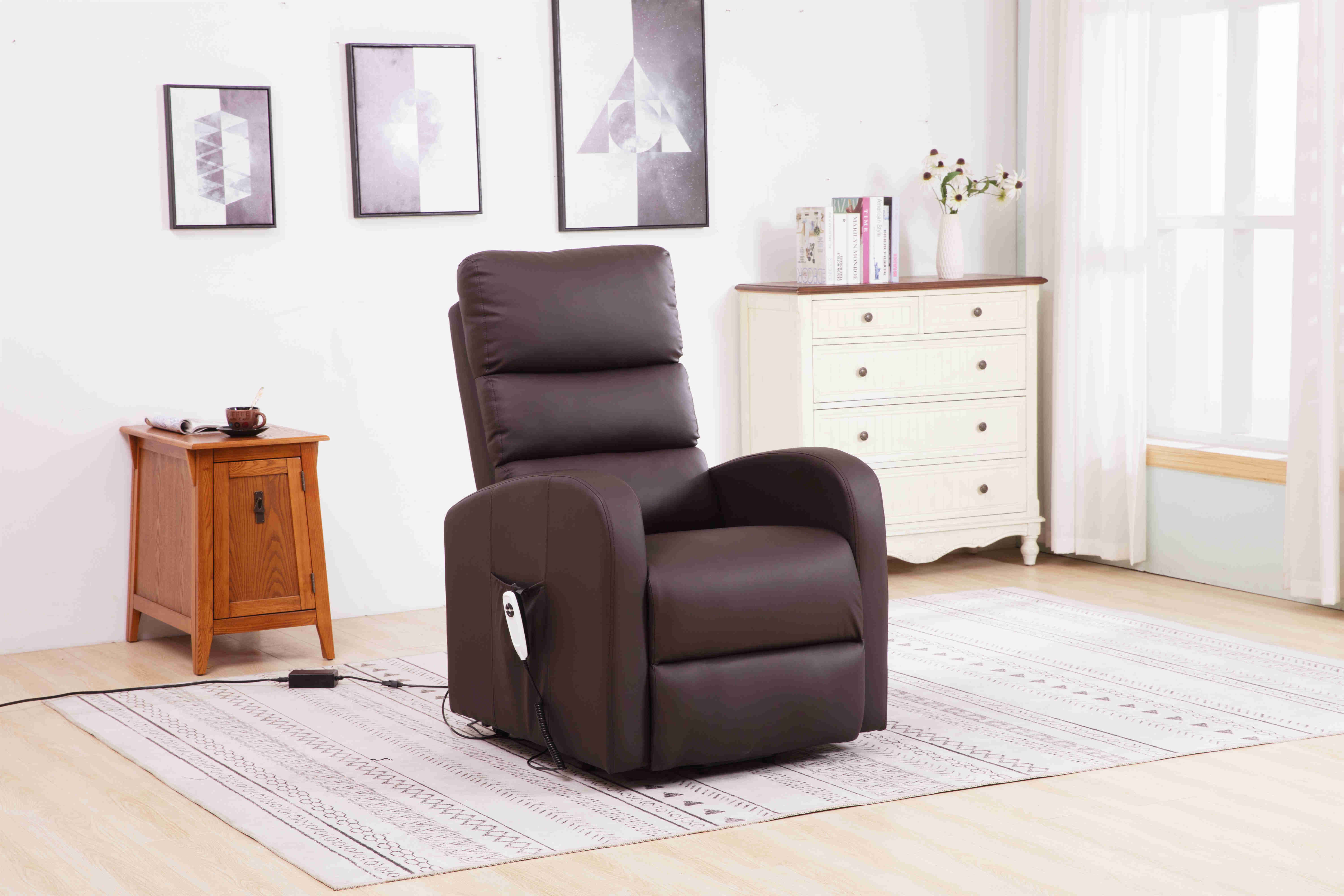 JKY Furniture Living Room Electric Riser Leather Vibrator Massage Lift Recliner Chair