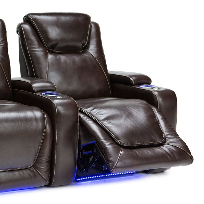 Geeksofa ZOY Luxury Power Electric Sectional Home Living Room Sofa Home Theater Recliner Seating With LED Light And Cup Holder