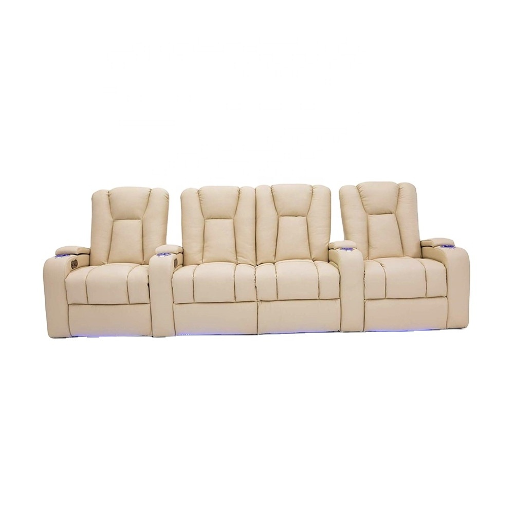 JKY Furniture Leather Power Electric Sectional Home Theater Movie Cinema Recliner Sofa With Table Board And Cup Holder