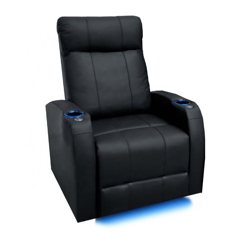 JKY Furniture Single Seat Leather Power Electric Home Theater Movie Cinema Recliner Sofa Seating With Table Board And Cup Holder