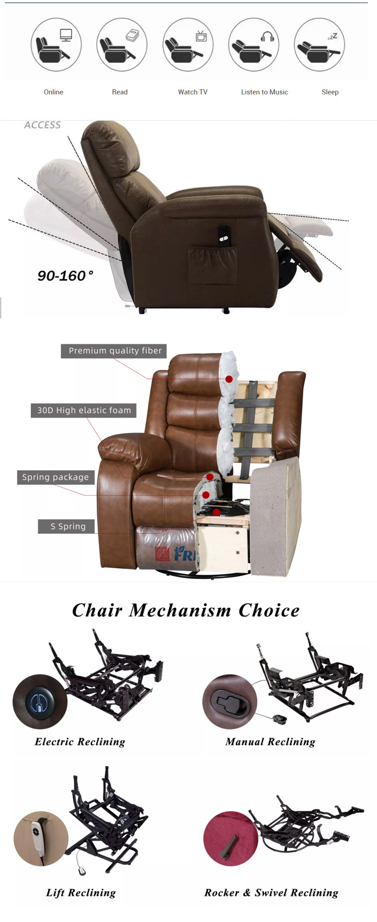 Auditorium Recliner Theater Chair Cinema Vip Sofa Leather