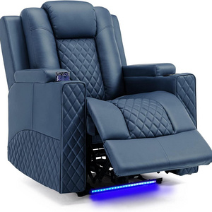 Power Recliner Chair PU Leather Electric Massage Recliner Sofa for Living Room Home Theater Seating with Cup Holders and LED