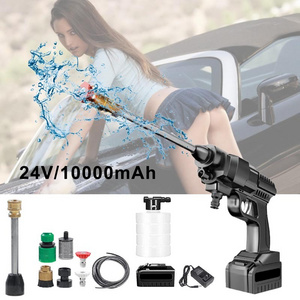 Portable 24V Powerful Cordless Car Washer High Pressure Water Gun Car Cleaner Wash Foam Spray Gun