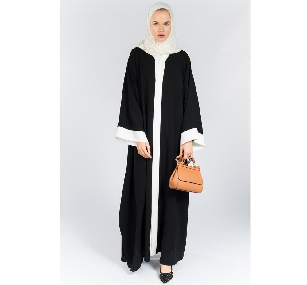 Solid black and white embellished classy luxurious rose Abaya/Burka