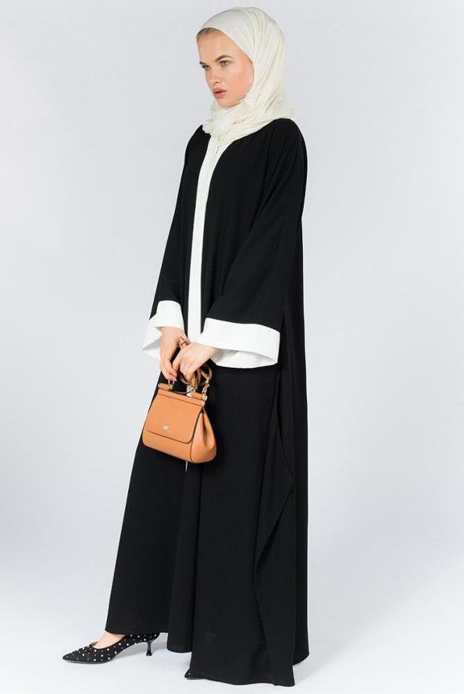 Solid black and white embellished classy luxurious rose Abaya/Burka