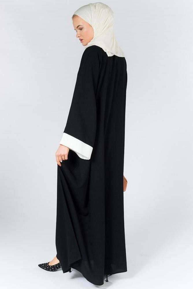 Solid black and white embellished classy luxurious rose Abaya/Burka