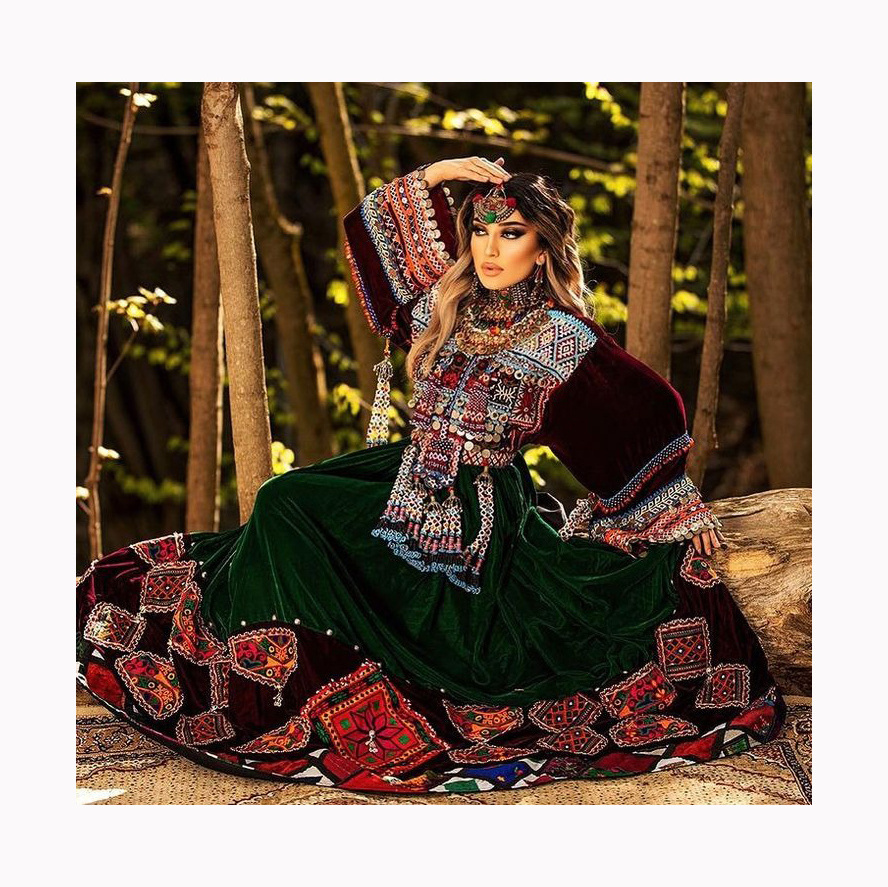 knee length dresses for ladies Pashtun Girls Red Dress Gift Idea for Afghan Clothes main image 0