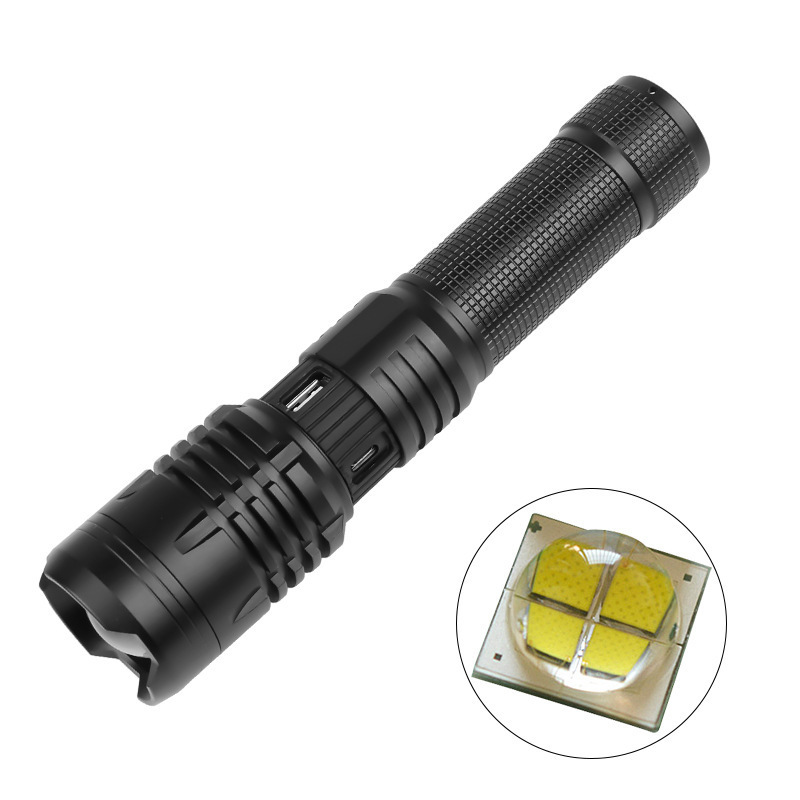 AJOTEQPT XHP70 Micro USB Charging Torch Stretch Zoom Powerbank Tactical Flashlight