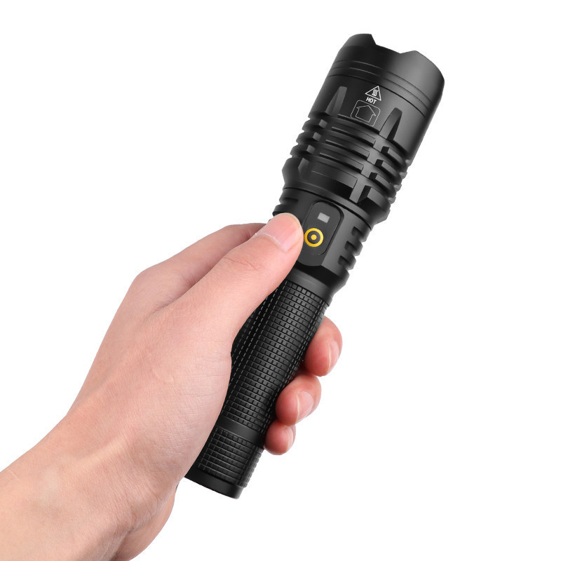 AJOTEQPT XHP70 Micro USB Charging Torch Stretch Zoom Powerbank Tactical Flashlight