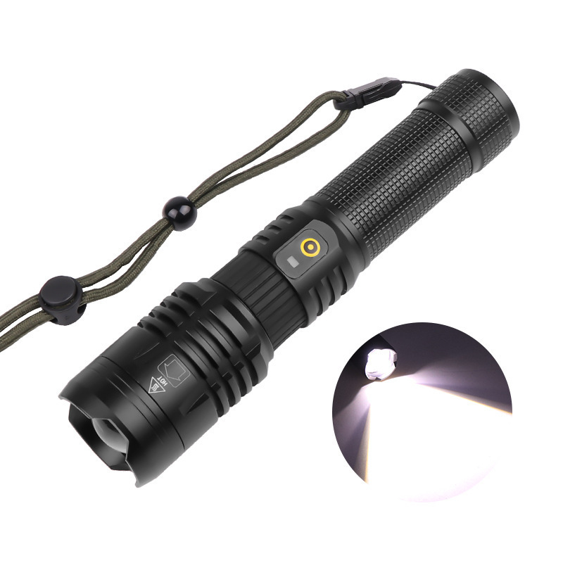 AJOTEQPT XHP70 Micro USB Charging Torch Stretch Zoom Powerbank Tactical Flashlight