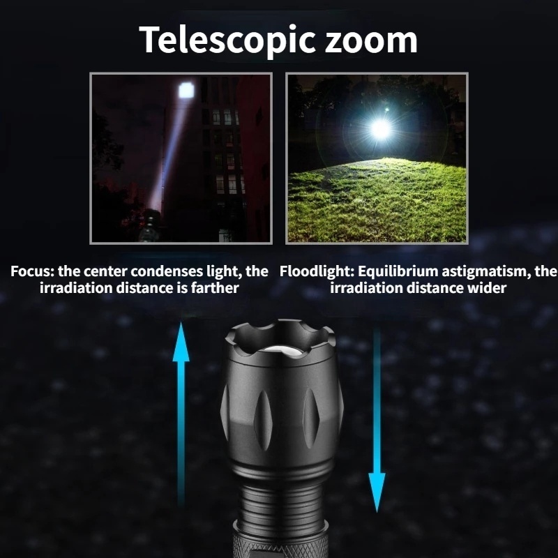 AJOTEQPT Outdoor USB Electronic Lighter Waterproof Zoomable Flashlight Plasma Arc Lighter