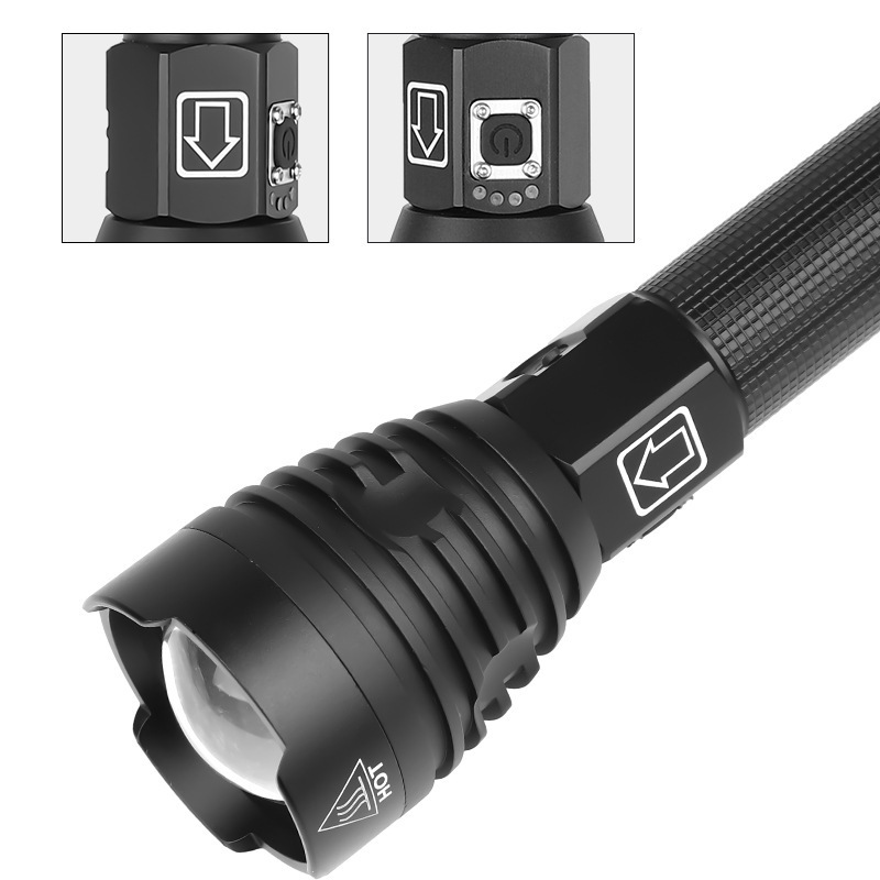 AJOTEQPT XHP90 Ultra Bright Flashlight,High Lumens Handheld Light With 3 Modes, Zoomable Water Resistant Tactical Flashlight