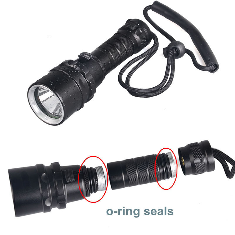 AJOTEQPT Professional Diving Torch Light L2 Flashlight Customized 80m Depth Aluminum Body with Rechargeable Battery IP68 Rating