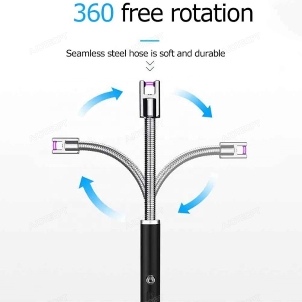 AJOTEQPT Rotatable Safety Electric USB Lighters BBQ Rechargeable Hose Torch Electric Plasma Arc Lighters