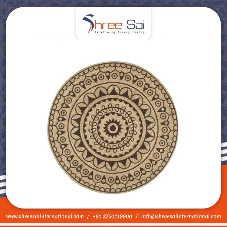 Round Jute Rug Eco Friendly Custom Size Rugs And Carpet Indian Manufacturer Factory Handmade Embroidered Print Rug