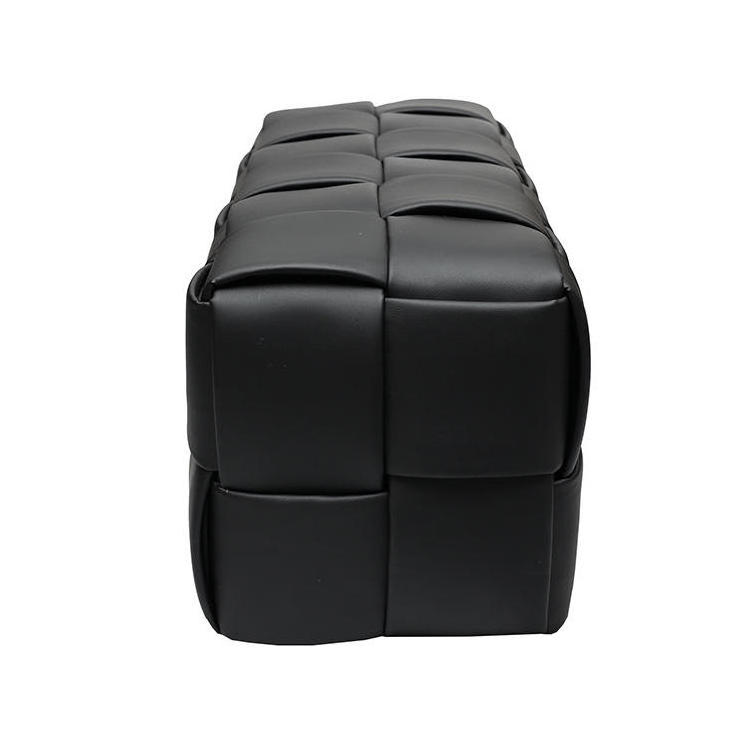 Partner Nordic Living Room Black Wide Pu Leather Ottoman Stool Bench With Storage