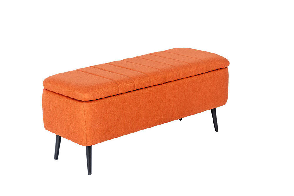 Partner Customized Modern Bedroom Orange Velvet Storage Ottoman Shoes Bench