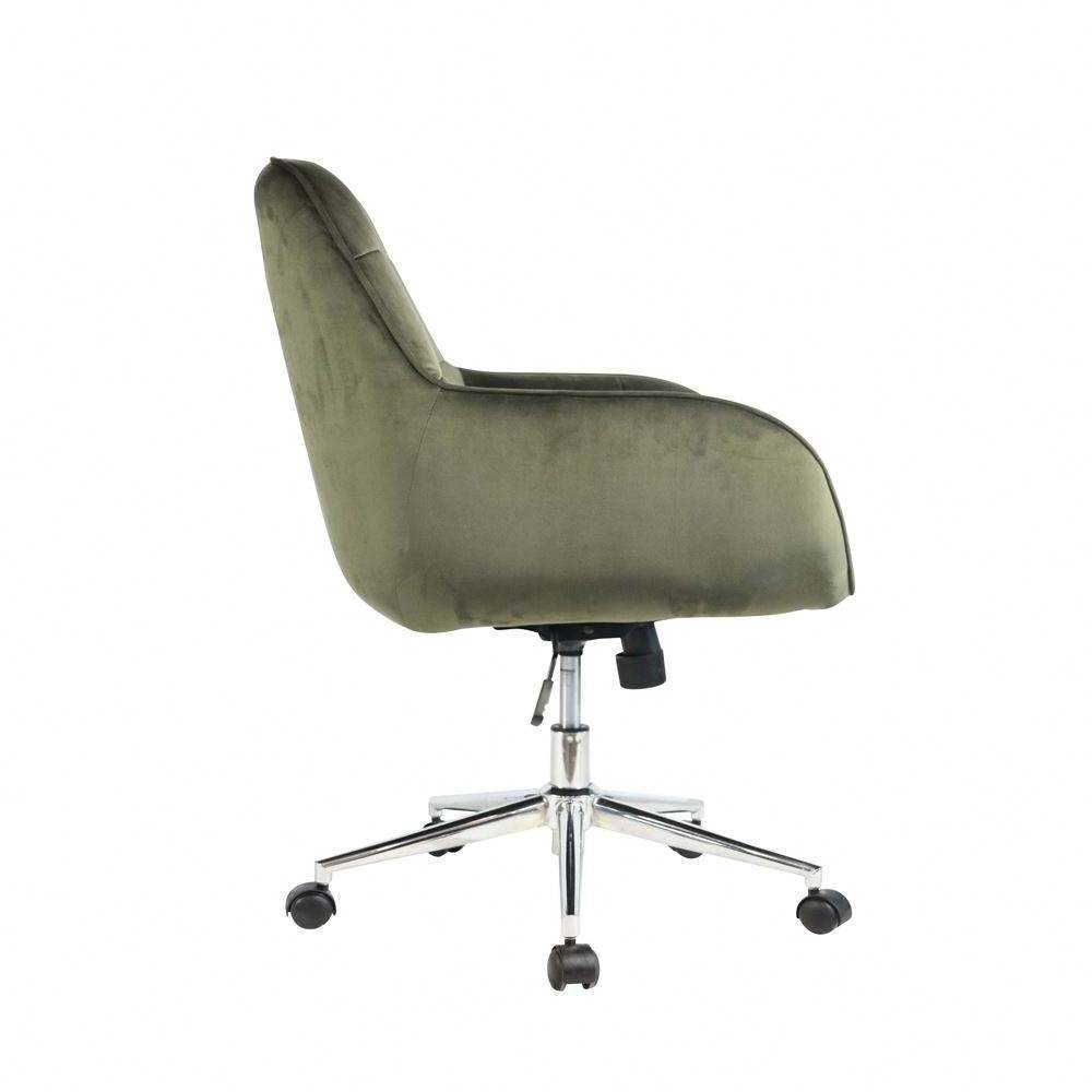 Partner Most Comfortable Green Velvet Home Office Chair With Nylon Castor