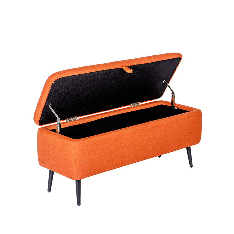 Partner Customized Modern Bedroom Orange Velvet Storage Ottoman Shoes Bench